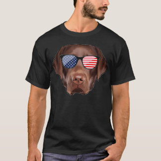 Camiseta Engraçado Chocolate Labrador - Bandeira Americana
