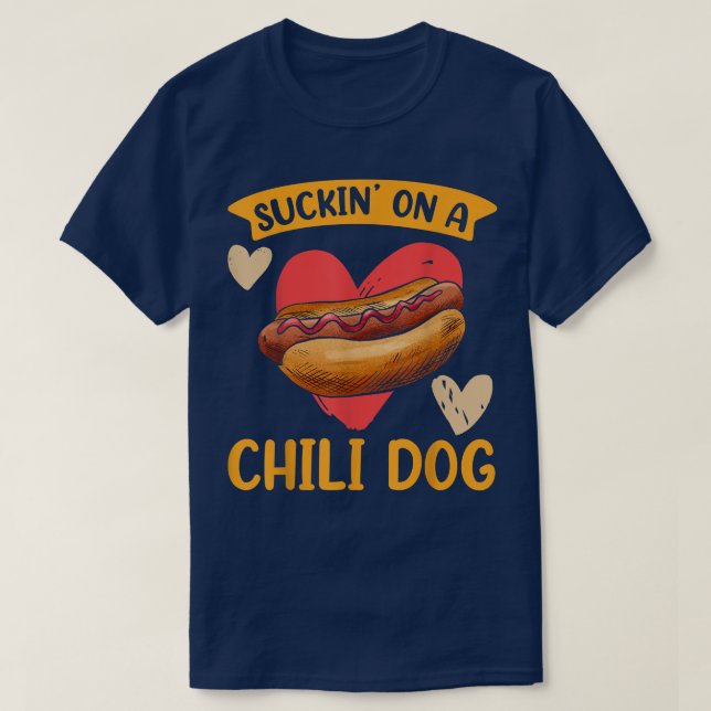 Camiseta Engraçado Chupando Um Prato De Cachorro Quente (Frente do Design)