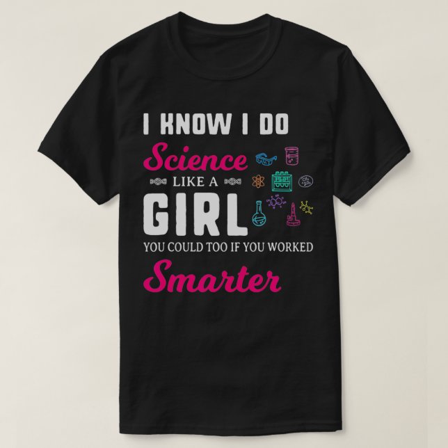 Camiseta Engraçado Cientista Sarcástico Eu Faço Ciência Com (Frente do Design)