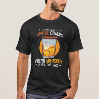 Camiseta Engraçado Cigar Whisky Whiskey Álcool Scotch Drink