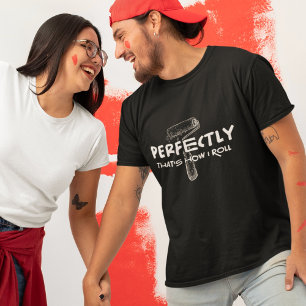 Camiseta Engraçado Cilindro Pintor de Casa e Tinta Escura