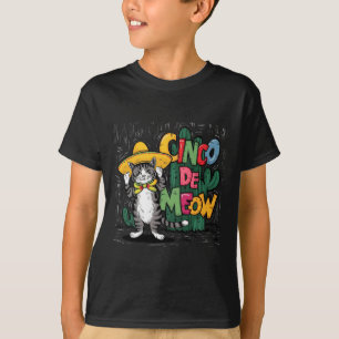 Camiseta Engraçado Cinco De Mayo Cat Sombrero Poncho Mulher
