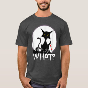 Camiseta Engraçado Citação Assustadora Gato Lua Noite do Di