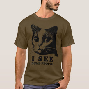 Camiseta Engraçado Citação de Gato Eu Vejo Pessoas Idiotas