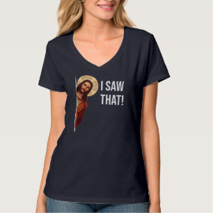 Camiseta Engraçado Citar Jesus Meme Eu Vi Aquele Cristão