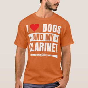 Camiseta Engraçado Clarinet Clarinetist Eu Adoro Cães