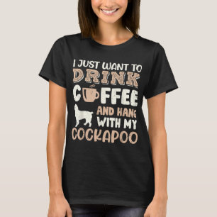 Camiseta Engraçado Cockapoo Beba Café Mão Com Cachorro Mamã