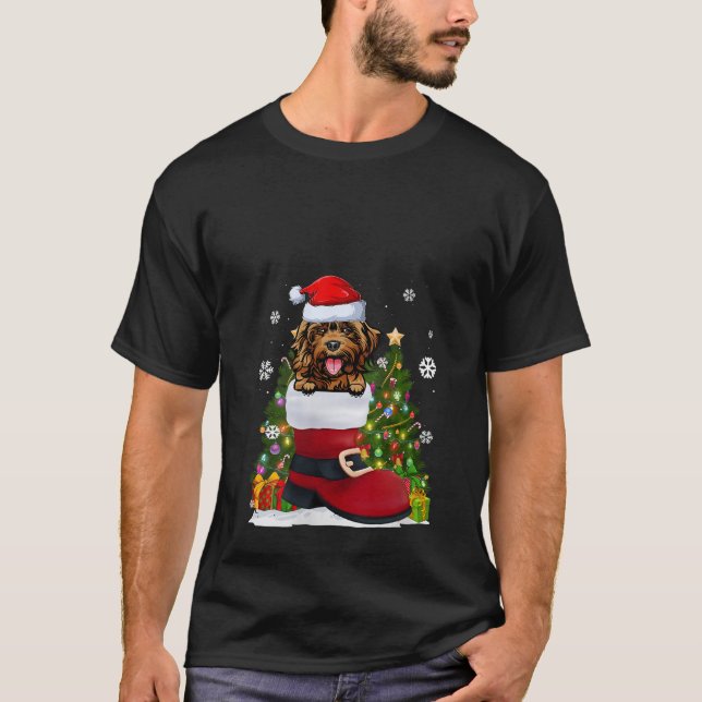 Camiseta Engraçado Cockapoo no Calçado Santa Hat Ugly Chris (Frente)