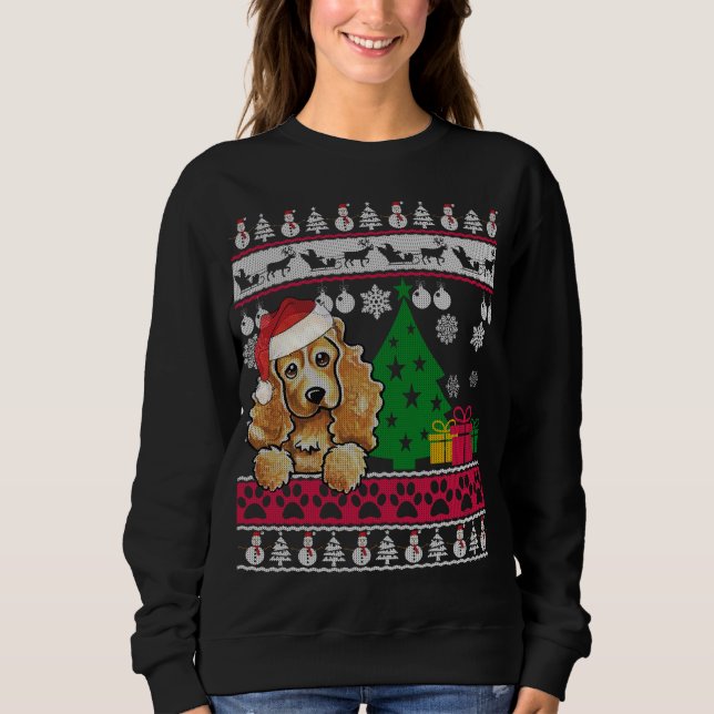 Camiseta Engraçado Cocker Espanhol Natal Feio Cachorro Lo (Frente)