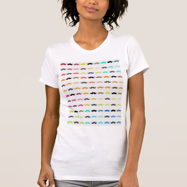 Camiseta Engraçado Colorido Mustaches (Frente)