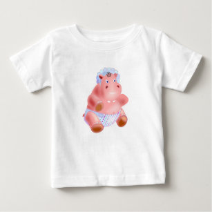 Camiseta Engraçado com Feliz Bebê Hippo