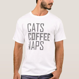 Camiseta Engraçado com Gato Lover - Naps De Café De Gatos