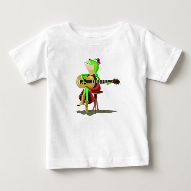 Camiseta Engraçado com Sapo tocando violão (Frente)