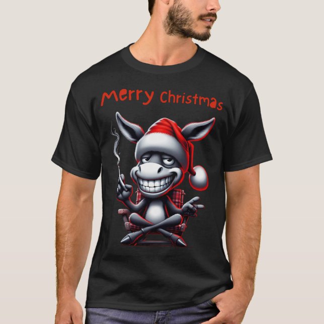 Camiseta Engraçado Com Uma Engraçada Rebelde De Natal Em Um (Frente)