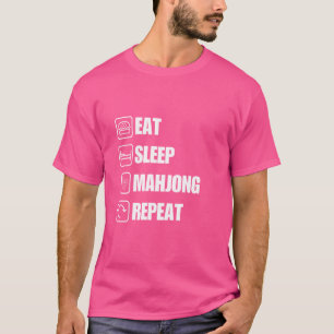 Camiseta Engraçado Coma Dormindo Mahjong Repetir