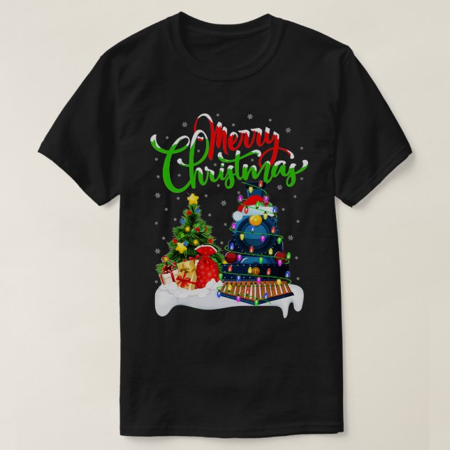 Camiseta Engraçado Comboio Lover Xmas Papais noeis de ilumi (Frente do Design)