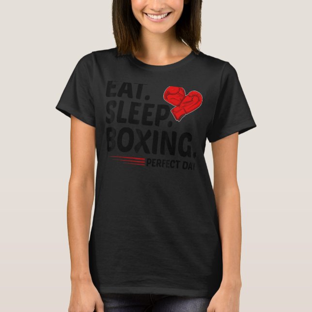 Camiseta Engraçado Comer Dormir Repetir Boxando Lover Dia P (Frente)