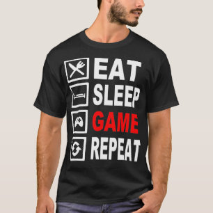 Camiseta Engraçado Comer Jogo do Sono Repetir T para Video
