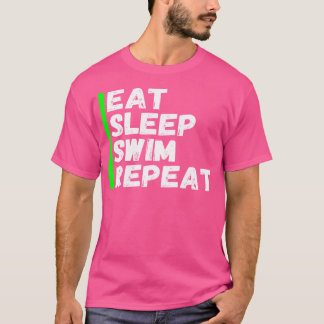 Camiseta Engraçado Comer Natação do Sono Repetir Nadação