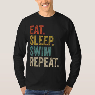 Camiseta Engraçado Comer Natação do Sono Repetir Nadação Na