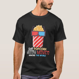 Camiseta Engraçado Comer Pipoca Assistindo Filmes Ignorando