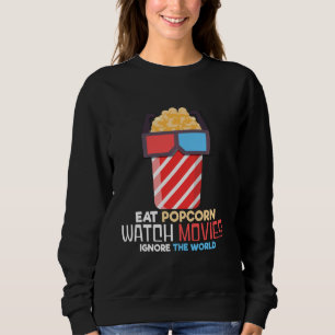 Camiseta Engraçado Comer Pipoca Assistindo Filmes Ignorando