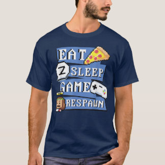 Camiseta Engraçado Comer Pizza Dormindo Jogo Reparado para 