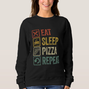 Camiseta Engraçado Comer Pizza Dormindo Repetir Vintagem Le