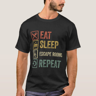 Camiseta Engraçado comer quartos de fuga de sono repete o r