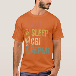 Camiseta Engraçado comer sono cgi repetir retro presente de