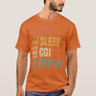 Camiseta Engraçado comer sono cgi repetir retro presente de