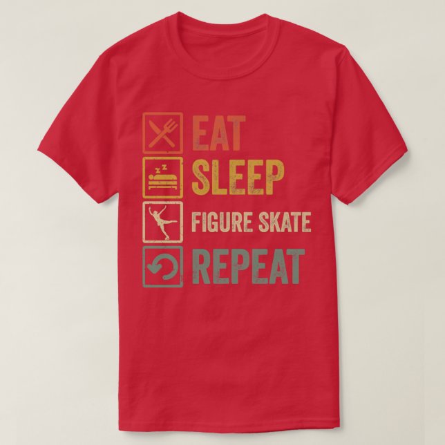 Camiseta Engraçado comer sono Figura Skate repetir a cópia (Frente do Design)