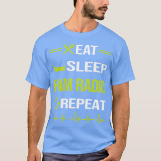 Camiseta Engraçado Comer Sono Repetir Rádio Ham Rádio Amado