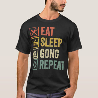 Camiseta Engraçado comer sono, repetir retro dom.