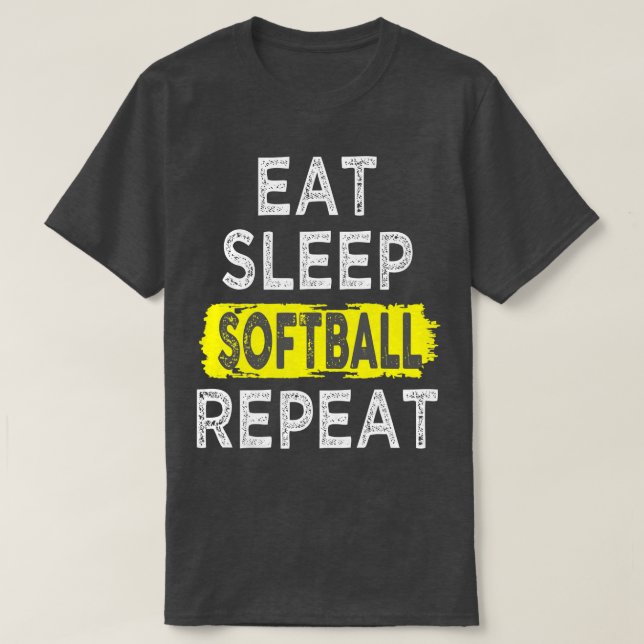 Camiseta Engraçado Comer Sono Softball Repete Jogadores de  (Frente do Design)