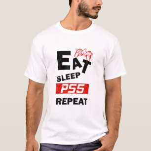Camiseta Engraçado Comer Suspensão PS5 Repetir Presente Par