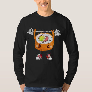 Camiseta Engraçado Comida Japonesa Gym Levantando Peso Pre