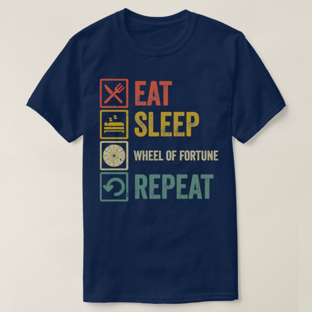 Camiseta Engraçado como dorme Roda de Fortune repetir a vol (Frente do Design)