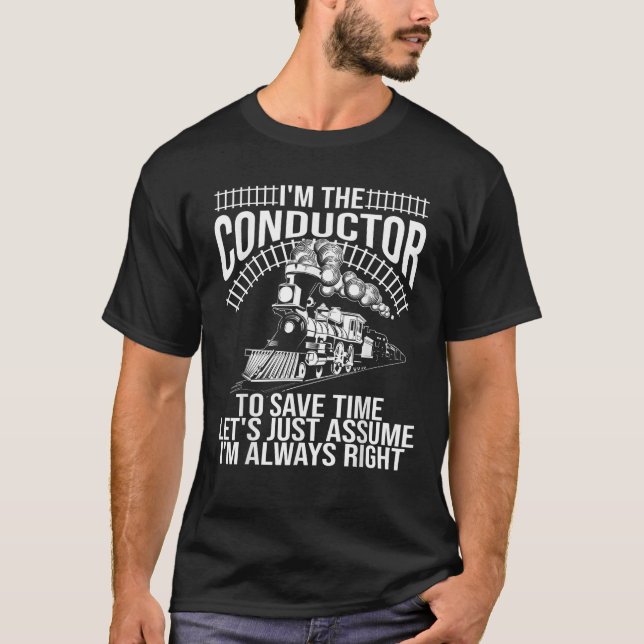 Camiseta Engraçado Condutor de Comboios Dando Engenheiro de (Frente)
