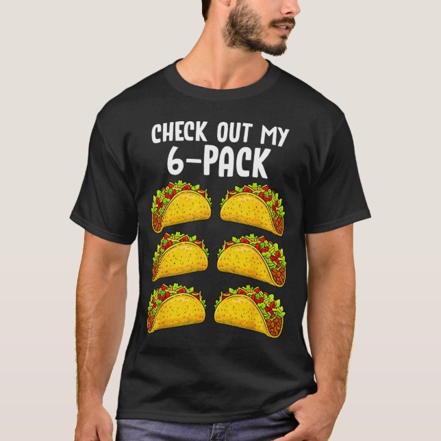Camiseta Engraçado Confira Meu Taco de 6 Pacotes Ginásio Fi (Frente)