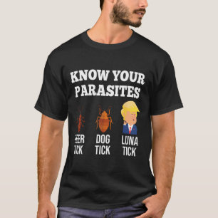 Camiseta Engraçado Conhece Seus Parasitas Anti-Trump Tick 2