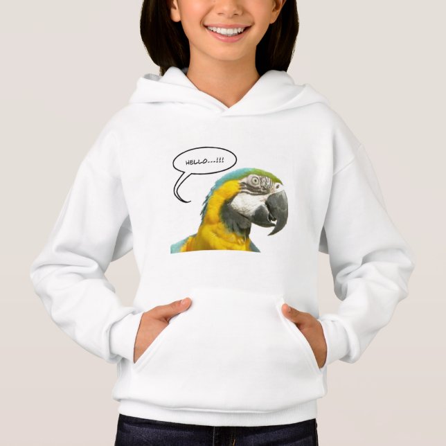 Camiseta Engraçado Conversar Papagaio Rosto Hoodie (Frente)