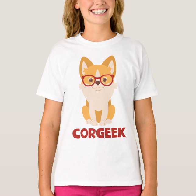 Camiseta Engraçado Corgi Cachorro Pupado Dom Gifte Corgeek (Frente)