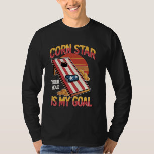 Camiseta Engraçado Cornhole Seu Buraco É Meu Goal Vintage C