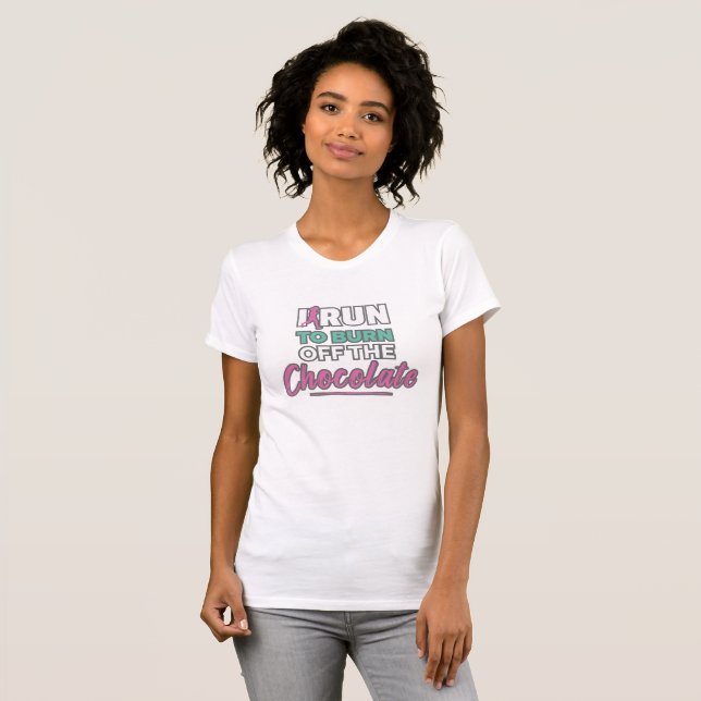 Camiseta Engraçado correndo para queimar o chocolate (Frente Completa)