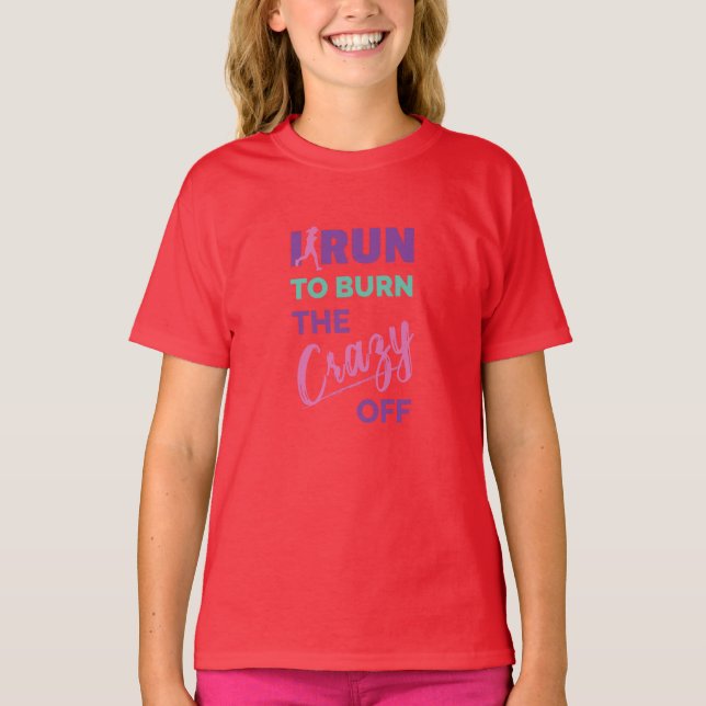 Camiseta Engraçado Correr Para Queimar A Louca (Frente)