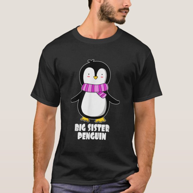 Camiseta Engraçado Correspondência Familiar da Irmã Penguin (Frente)