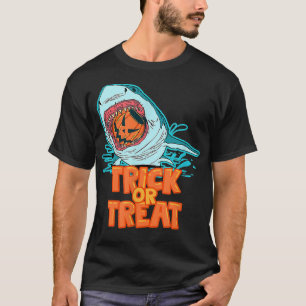 Camiseta Engraçado Cosstume De Halloween De Tubarão Pumpkin