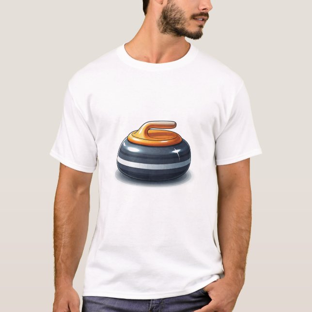 Camiseta Engraçado Curling Stone Sport (Frente)