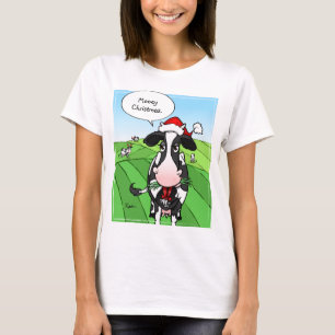 Camiseta engraçado da vaca do Natal de Mooey